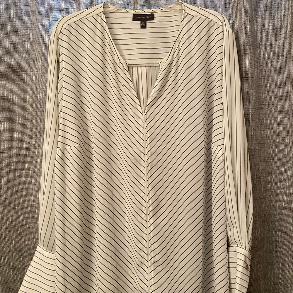 EUC black and white striped blouse 2X